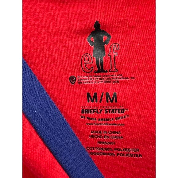 Red ELF Will Ferrell ringer tee Super Soft Jersey knit Christmas Sz M - Picture 3 of 5